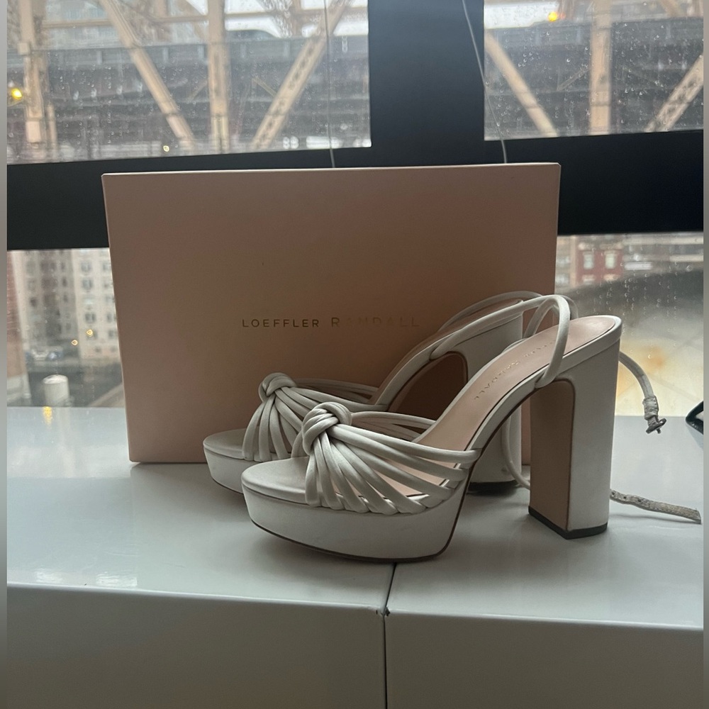 WORN ONCE Loeffler Randall Rivka Platform High Block Heel Sandals in Cream